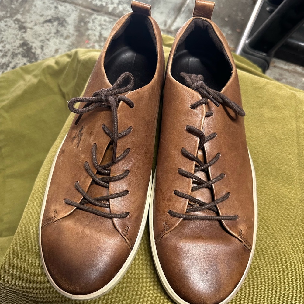 Ecco Men's Brown Leather Sneakers